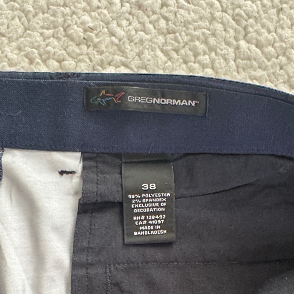 Greg Norman Collection Men's Blue & Black Flat Front Golf Shorts - Picture 2 of 5